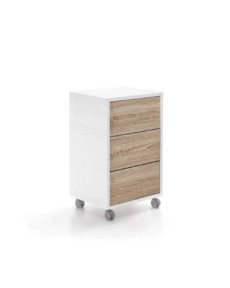 Living - Carrinho auxiliar branco com portas em padrão carvalho