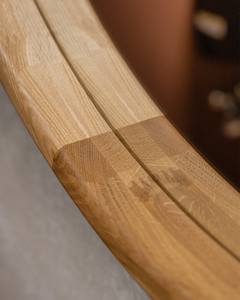 Linea Oak - Espelho de cabeleireiro em carvalho ø100cm