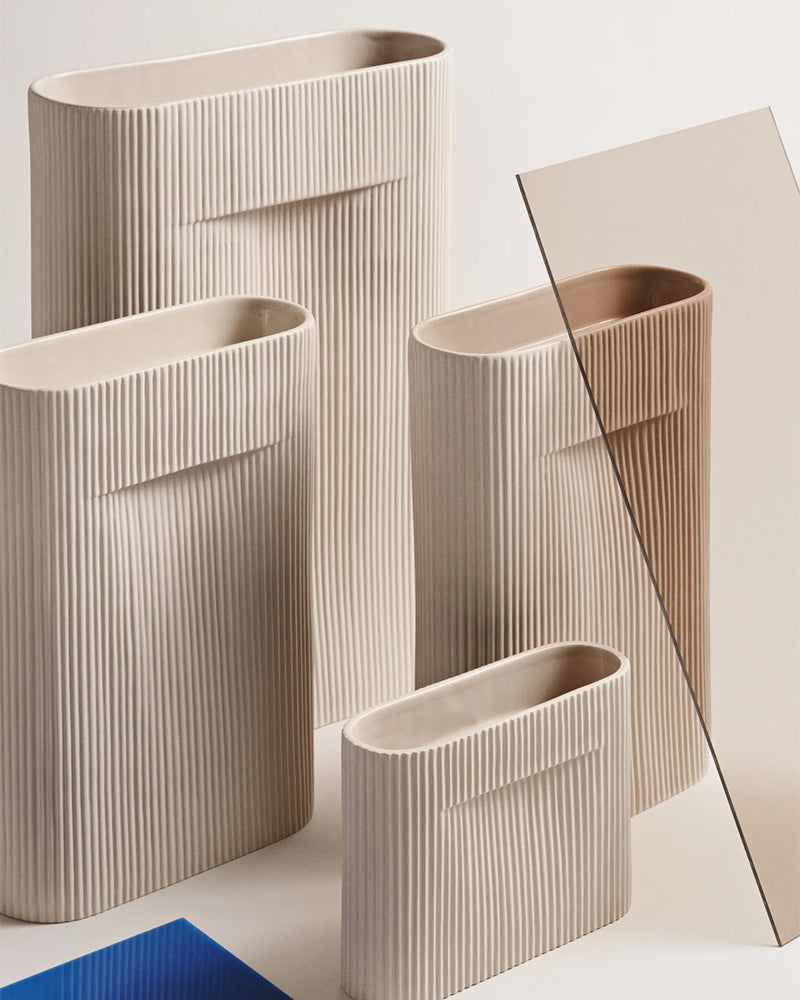 Ridge - Vaso de flores bege 48,5cm