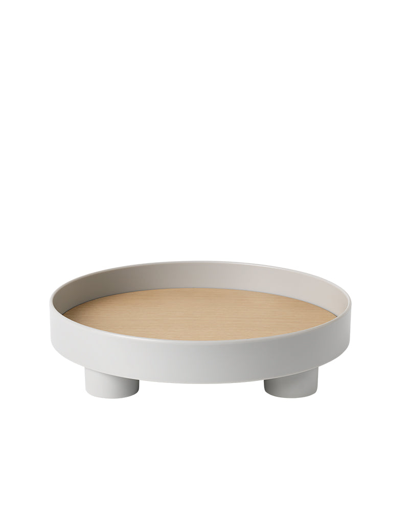Platform - Tabuleiro de servir cinzento com placa de carvalho