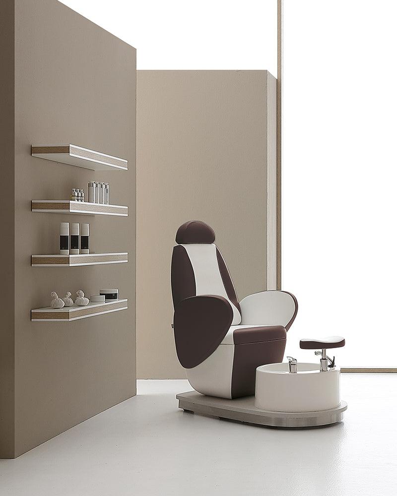 Edge - Cadeira de pedicure castanha e branca - Banho de pés incorporado