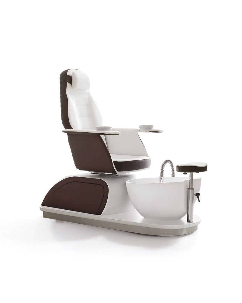 Saint Barth - Cadeira de pedicure branca e castanha - Banho de pés incorporado - Atualização deluxe de luz