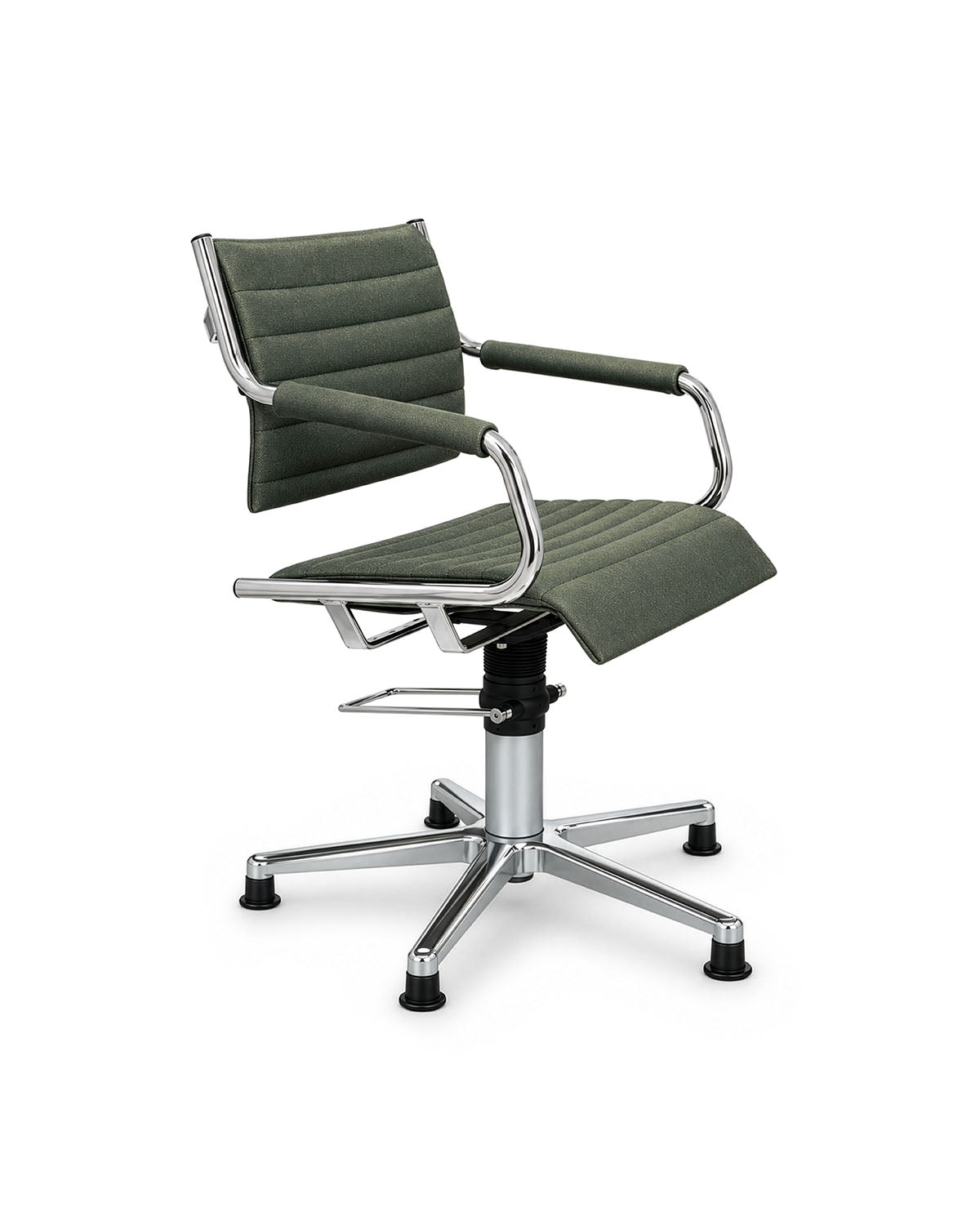 Greiner 59 SuperTex - cadeira de cabeleireiro verde-escura com base cruzada cromada