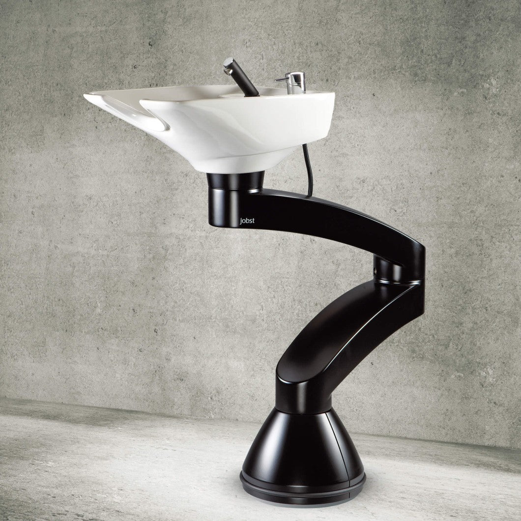 Contura swing PLUS - Lavatório com coluna preto - Cuba branca